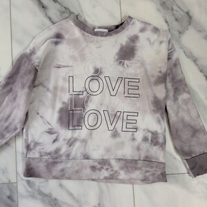 Gilli Sweatshirt Size Large Gray Tie Dye Love Graphic Crew Neck